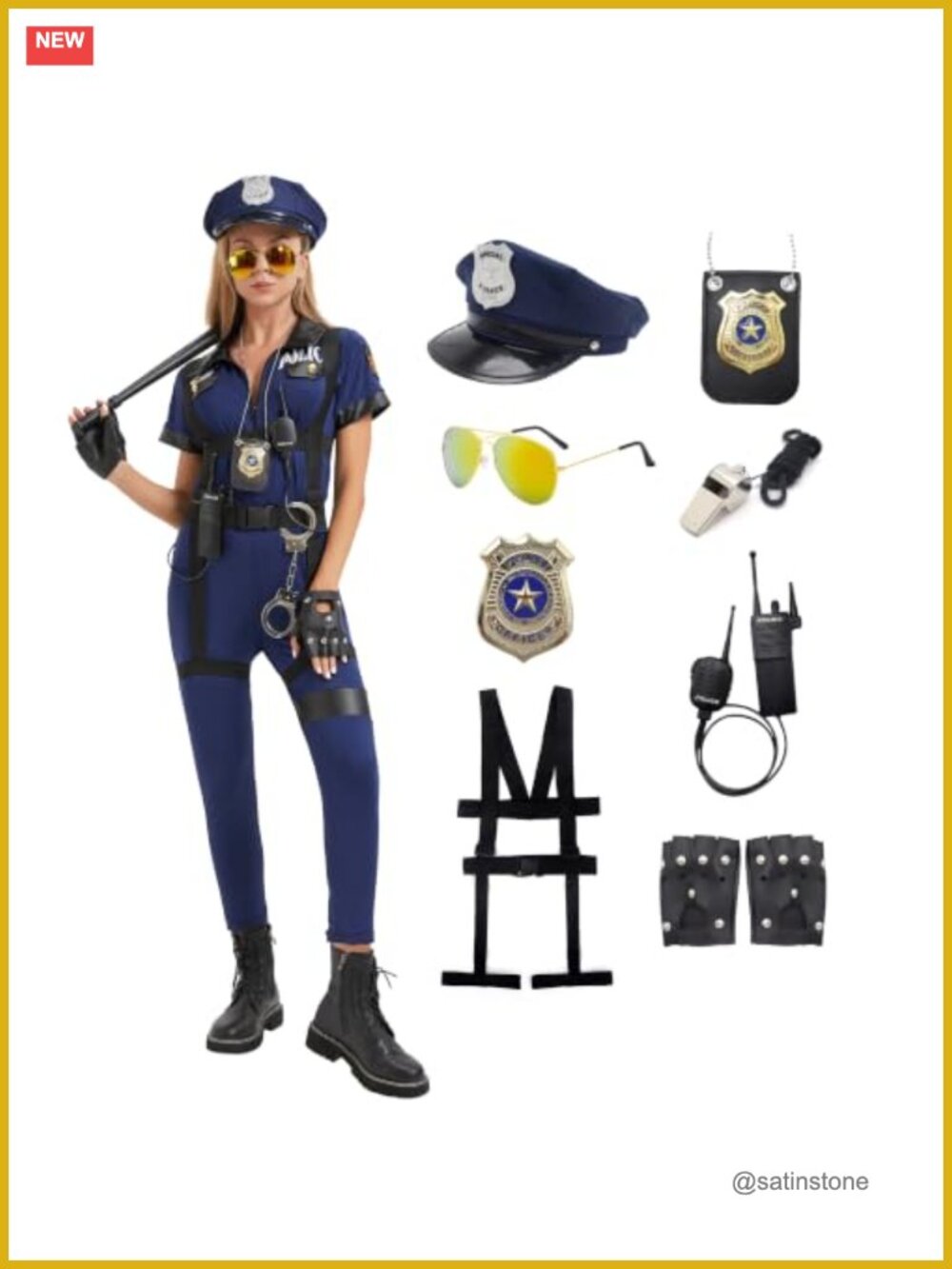Women Police Officer Costume Set Cop Uniform Halloween Cosplay